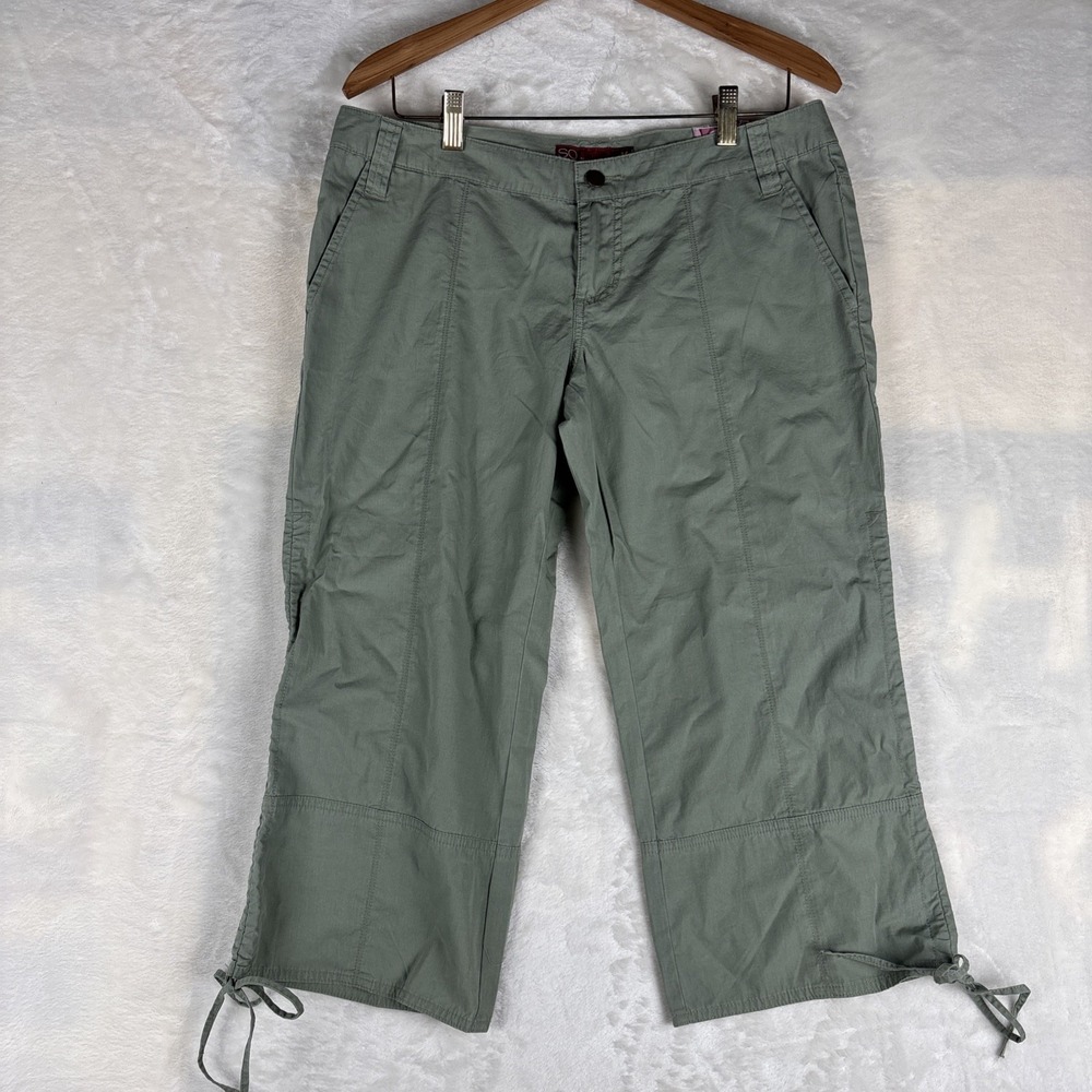 SO Real So Right Green Capri Pants Women's 11 100% Cotton Y2zk 90's Casual Retro